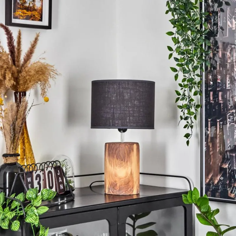 Lampes En Tissu-hofstein Lampe de table Korhola Brun, Chrome, Couleur bois, 1 lumière