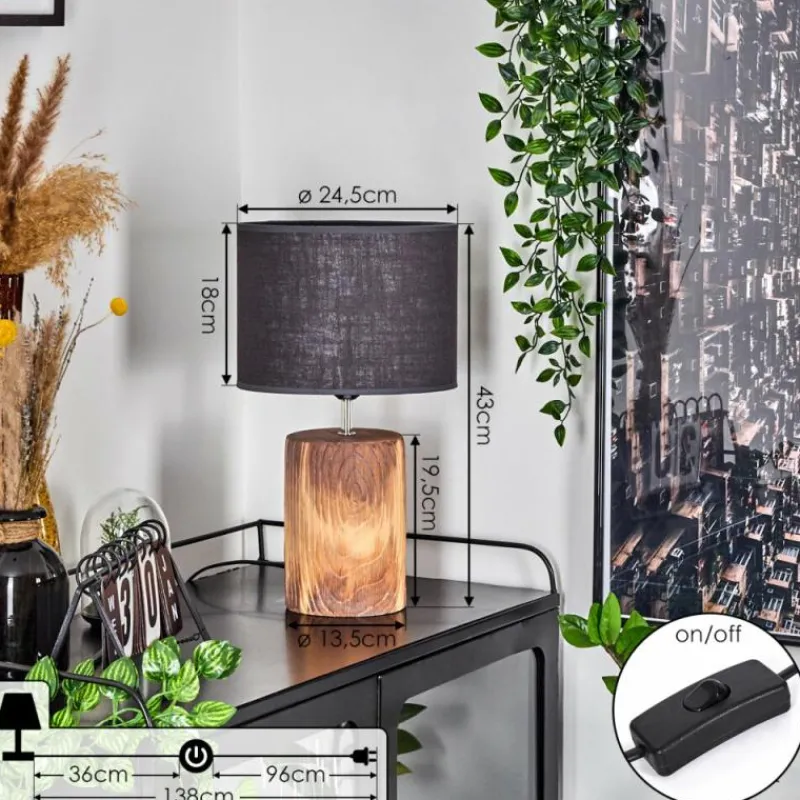 Lampes En Tissu-hofstein Lampe de table Korhola Brun, Chrome, Couleur bois, 1 lumière