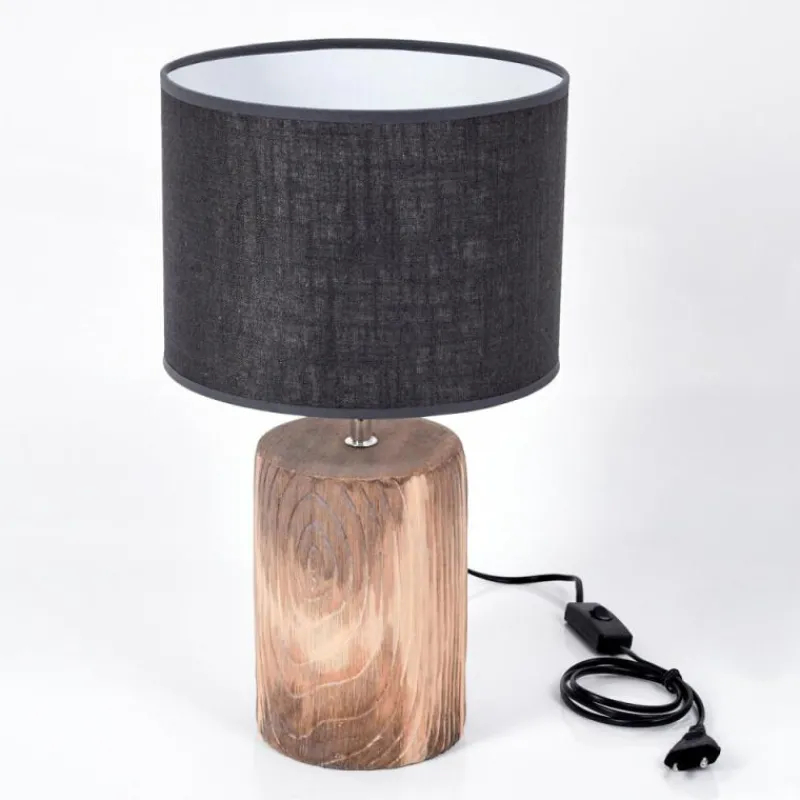 Lampes En Tissu-hofstein Lampe de table Korhola Brun, Chrome, Couleur bois, 1 lumière