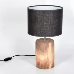 Lampes En Tissu-hofstein Lampe de table Korhola Brun, Chrome, Couleur bois, 1 lumière