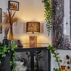 Lampes En Tissu-hofstein Lampe de table Korhola Brun, Chrome, Couleur bois, 1 lumière