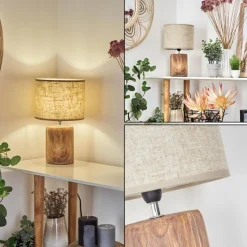 Lampes En Tissu-hofstein Lampe de table Korhola Brun, Chrome, Couleur bois, 1 lumière