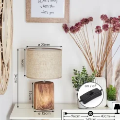 Lampes En Tissu-hofstein Lampe de table Korhola Brun, Chrome, Couleur bois, 1 lumière