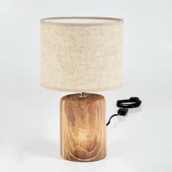 Lampes En Tissu-hofstein Lampe de table Korhola Brun, Chrome, Couleur bois, 1 lumière