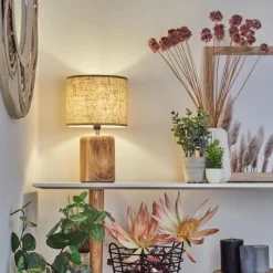 Lampes En Tissu-hofstein Lampe de table Korhola Brun, Chrome, Couleur bois, 1 lumière