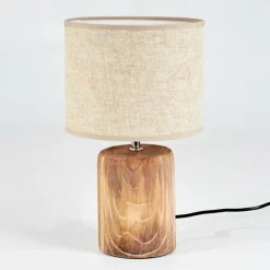 Lampes En Tissu-hofstein Lampe de table Korhola Brun, Chrome, Couleur bois, 1 lumière