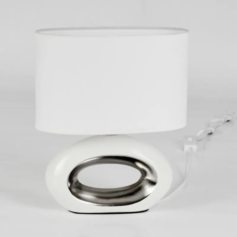 Lampes En Tissu-hofstein Lampe de table Kumpuranta Nickel mat, Blanc, 1 lumière