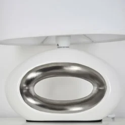 Lampes En Tissu-hofstein Lampe de table Kumpuranta Nickel mat, Blanc, 1 lumière