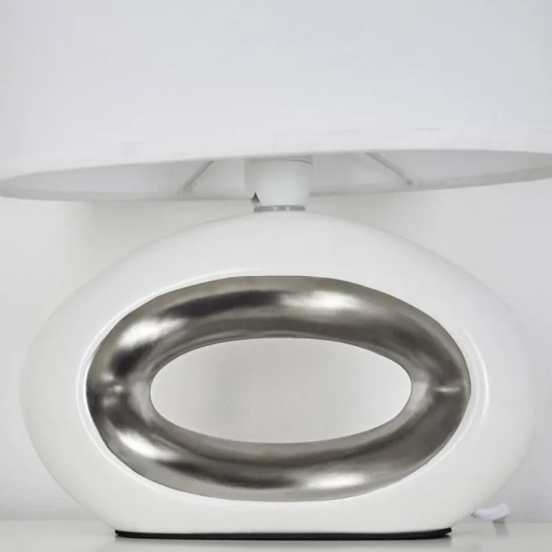 Lampes En Tissu-hofstein Lampe de table Kumpuranta Nickel mat, Blanc, 1 lumière