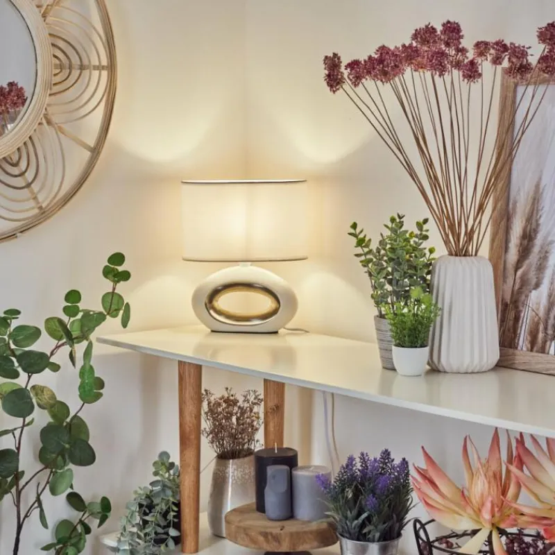 Lampes En Tissu-hofstein Lampe de table Kumpuranta Nickel mat, Blanc, 1 lumière