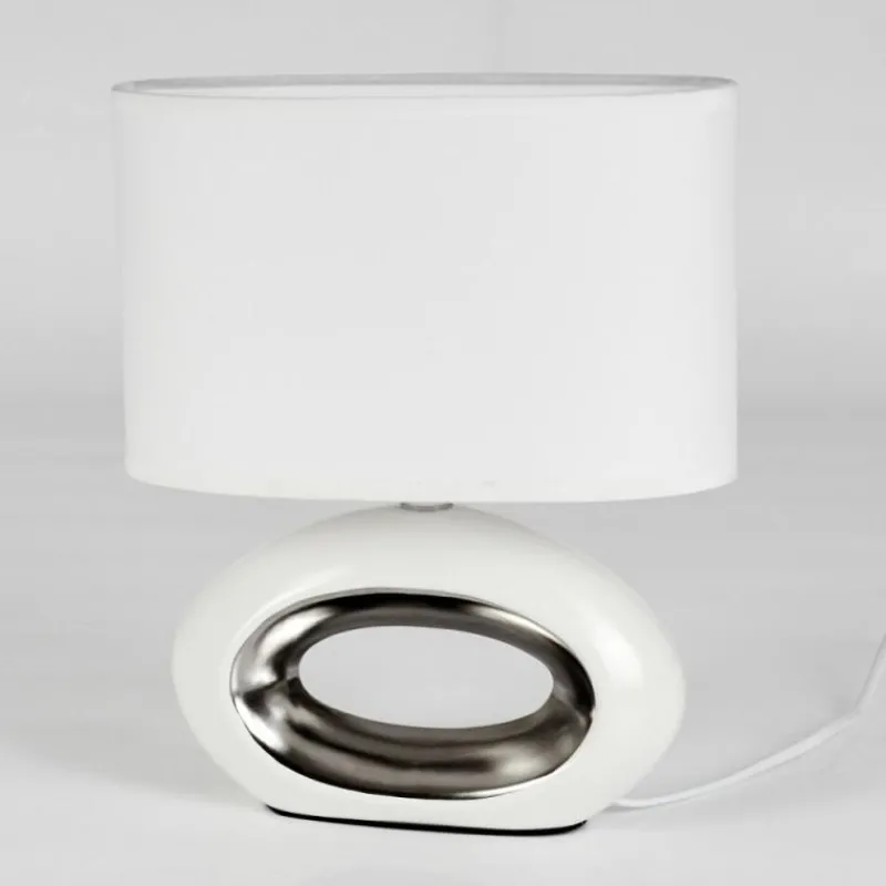 Lampes En Tissu-hofstein Lampe de table Kumpuranta Nickel mat, Blanc, 1 lumière