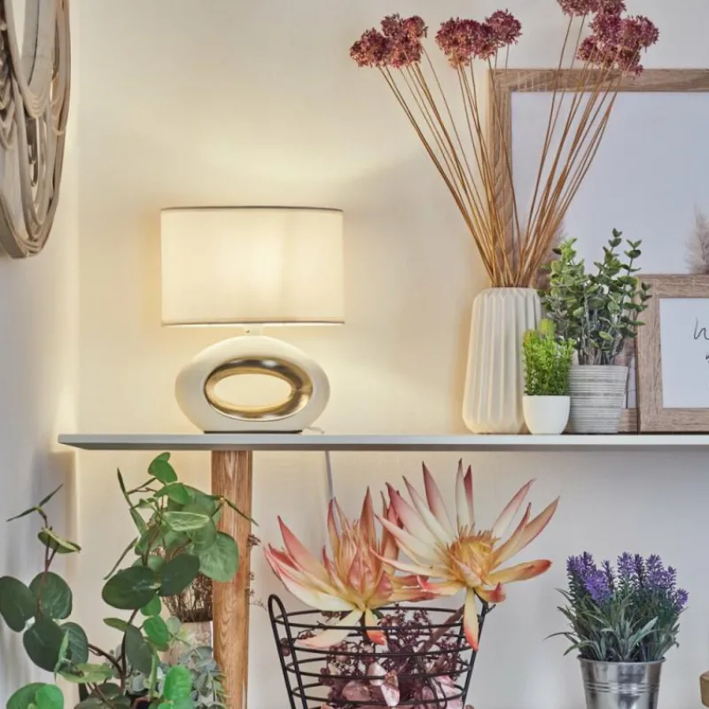 Lampes En Tissu-hofstein Lampe de table Kumpuranta Nickel mat, Blanc, 1 lumière