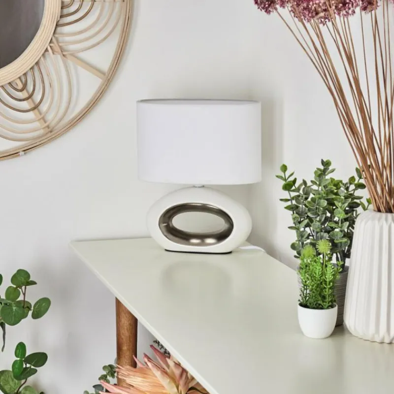 Lampes En Tissu-hofstein Lampe de table Kumpuranta Nickel mat, Blanc, 1 lumière