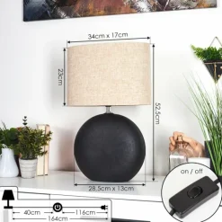 Lampes En Tissu-hofstein Lampe de table Lahnus Chrome, Noir, 1 lumière