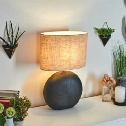 Lampes En Tissu-hofstein Lampe de table Lahnus Chrome, Noir, 1 lumière