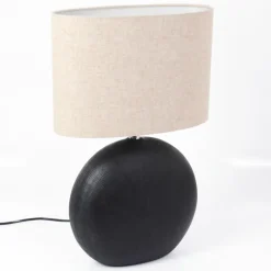 Lampes En Tissu-hofstein Lampe de table Lahnus Chrome, Noir, 1 lumière