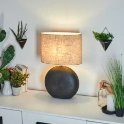 Lampes En Tissu-hofstein Lampe de table Lahnus Chrome, Noir, 1 lumière