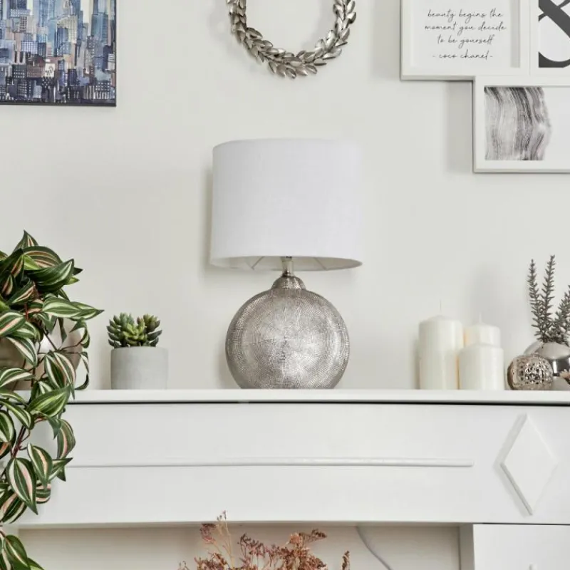 Lampes En Tissu-hofstein Lampe de table Lahnus Chrome, Argenté, 1 lumière