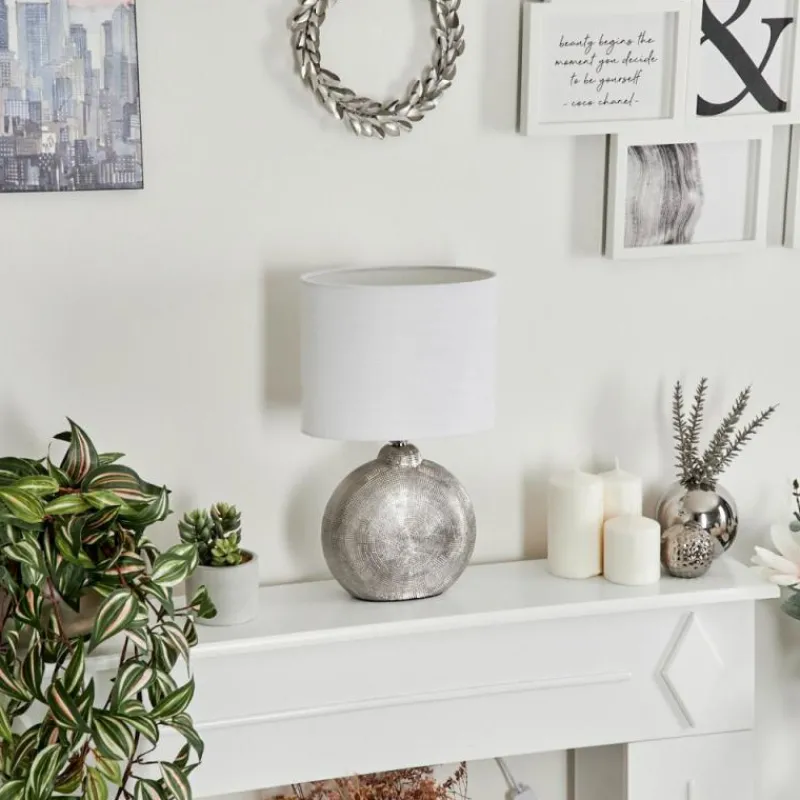 Lampes En Tissu-hofstein Lampe de table Lahnus Chrome, Argenté, 1 lumière