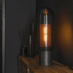 Suspension Verre Fumé-hofstein Lampe de table Lalora Anthracite, 1 lumière