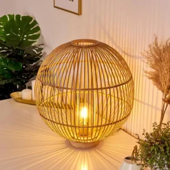Style Boho-Chic-hofstein Lampe de table Lares Brun clair, 1 lumière