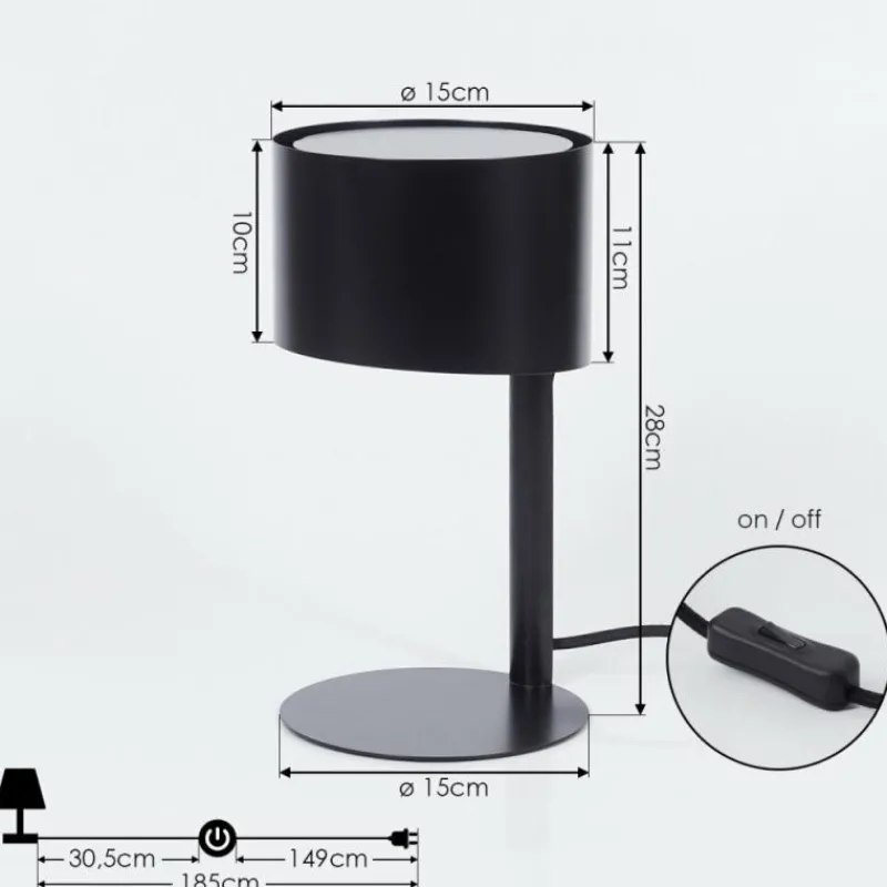 hofstein Lampe de table Launceston Noir, 1 lumière