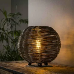 Lampes Industrielles-hofstein Lampe de table Leeville Nickel mat, Noir, 1 lumière