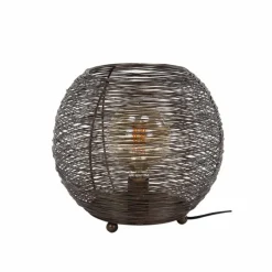 Lampes Industrielles-hofstein Lampe de table Leeville Nickel mat, Noir, 1 lumière