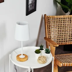 Lampes En Tissu-hofstein Lampe de table Leirado Bois foncé, Blanc, 1 lumière