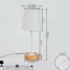 Lampes En Tissu-hofstein Lampe de table Leirado Bois foncé, Blanc, 1 lumière