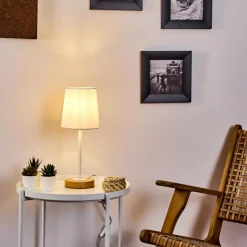 Lampes En Tissu-hofstein Lampe de table Leirado Bois foncé, Blanc, 1 lumière