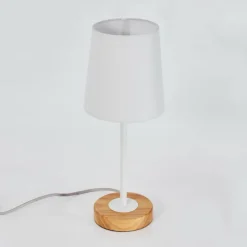 Lampes En Tissu-hofstein Lampe de table Leirado Bois foncé, Blanc, 1 lumière