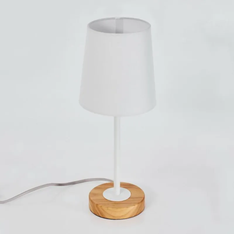 Lampes En Tissu-hofstein Lampe de table Leirado Bois foncé, Blanc, 1 lumière