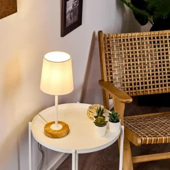 Lampes En Tissu-hofstein Lampe de table Leirado Bois foncé, Blanc, 1 lumière