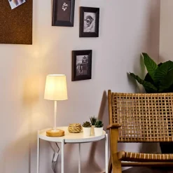Lampes En Tissu-hofstein Lampe de table Leirado Bois foncé, Blanc, 1 lumière