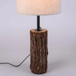 Lampes En Tissu-Luminaires Leuchten Direkt Lampe de table Leuchten-Direkt BARK Écru, Noir, 1 lumière