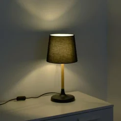 Lampes En Tissu-Luminaires Leuchten Direkt Lampe de table Leuchten-Direkt NIMA Écru, Noir, 1 lumière