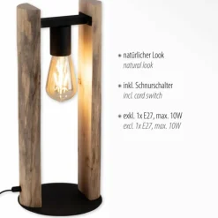 Lampes En Bois-Luminaires Leuchten Direkt Lampe de table Leuchten-Direkt LOG Écru, 1 lumière
