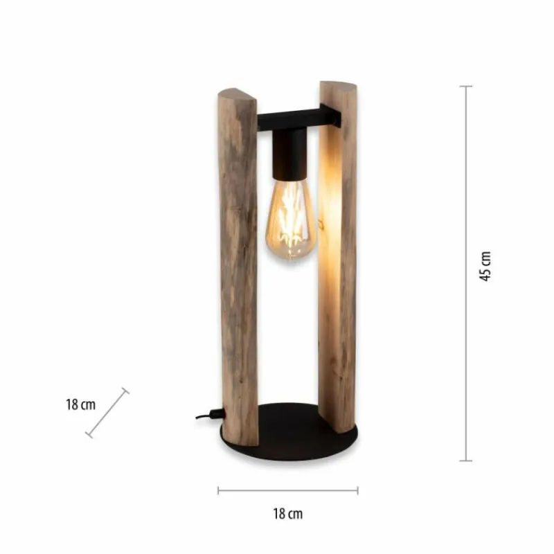 Lampes En Bois-Luminaires Leuchten Direkt Lampe de table Leuchten-Direkt LOG Écru, 1 lumière