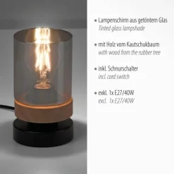 Suspension Verre Fumé-Luminaires Leuchten Direkt Lampe de table Leuchten-Direkt PASQUAL Noir, 1 lumière