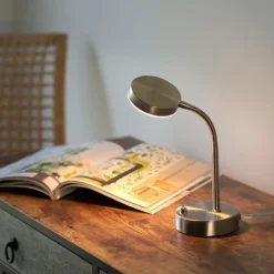 Luminaires Leuchten Direkt Lampe de table Leuchten-Direkt HENSKEN LED Acier brossé, 1 lumière* Éclairage Led