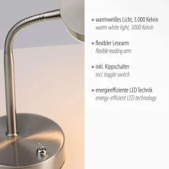 Luminaires Leuchten Direkt Lampe de table Leuchten-Direkt HENSKEN LED Acier brossé, 1 lumière* Éclairage Led