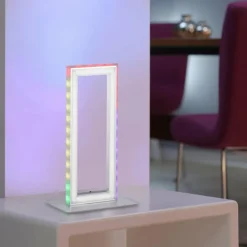 Luminaires Leuchten Direkt Lampe de table Leuchten-Direkt FELIX60 LED Acier brossé, 2 lumières, Télécommandes, Changeur de couleurs* Lampes À Poser