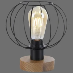 Lampes Vintages & Rétros-Luminaires Leuchten Direkt Lampe de table Leuchten-Direkt KASKA Bois foncé, Noir, 1 lumière