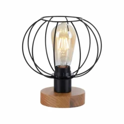 Lampes Vintages & Rétros-Luminaires Leuchten Direkt Lampe de table Leuchten-Direkt KASKA Bois foncé, Noir, 1 lumière