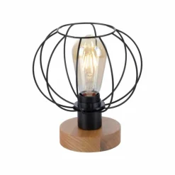 Lampes Vintages & Rétros-Luminaires Leuchten Direkt Lampe de table Leuchten-Direkt KASKA Bois foncé, Noir, 1 lumière