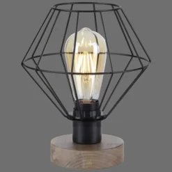 Lampes En Bois-Luminaires Leuchten Direkt Lampe de table Leuchten-Direkt KASKA Bois foncé, Noir, 1 lumière