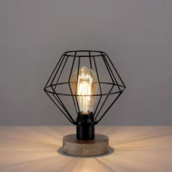 Lampes En Bois-Luminaires Leuchten Direkt Lampe de table Leuchten-Direkt KASKA Bois foncé, Noir, 1 lumière