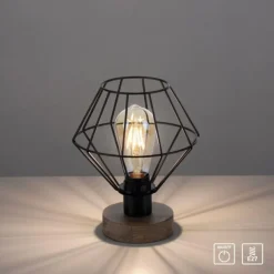 Lampes En Bois-Luminaires Leuchten Direkt Lampe de table Leuchten-Direkt KASKA Bois foncé, Noir, 1 lumière