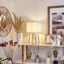 Lampes En Tissu-hofstein Lampe de table Leukerbad Écru, 1 lumière